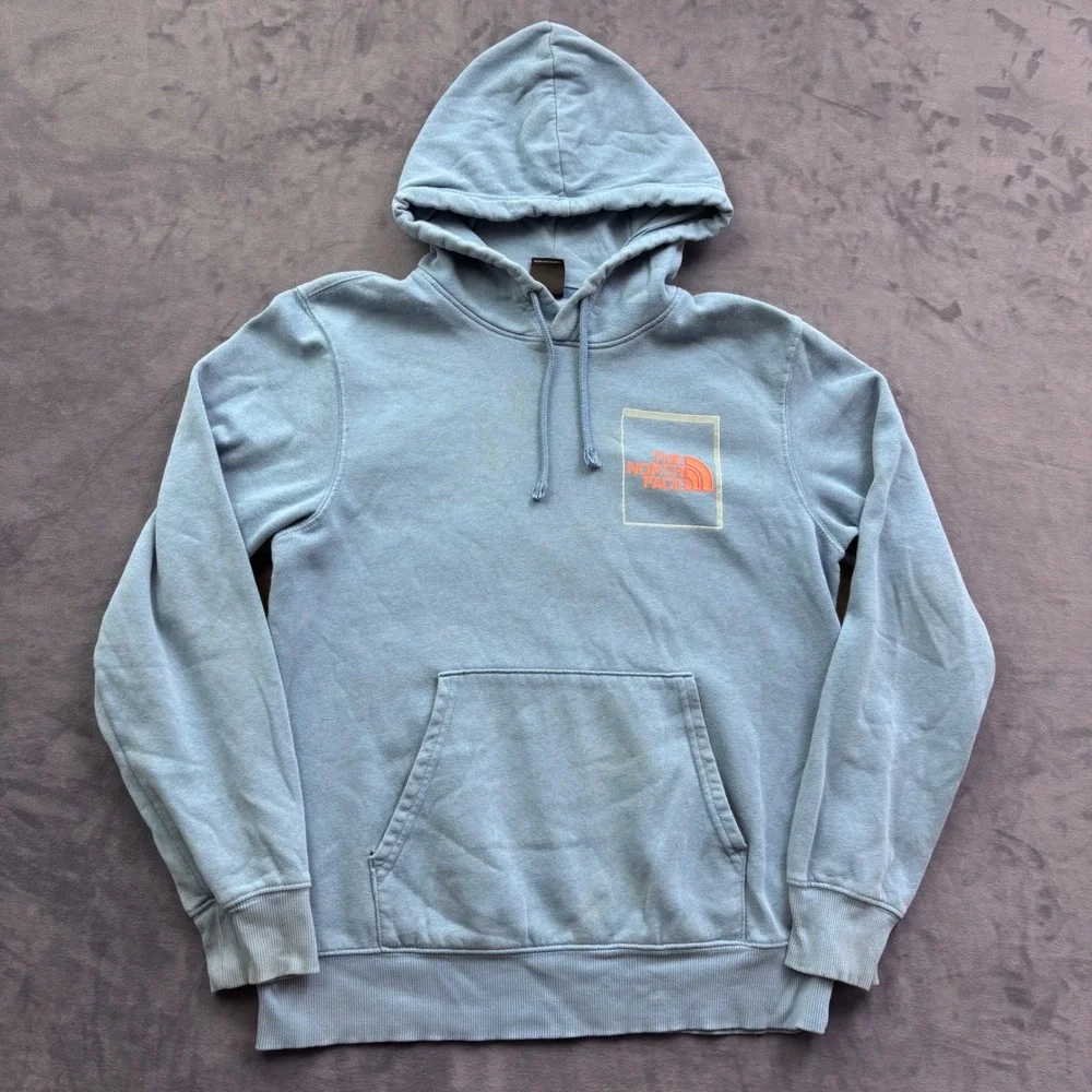 The North Face Mens Blue Graphic Hoodie Coordinates Logo Pullover M